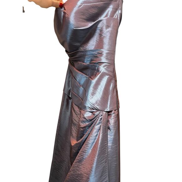 BILL LEVKOFF Iridescent Strapless Ruched Taffeta Dress | Sz 8, Blue NWT - Picture 8 of 16